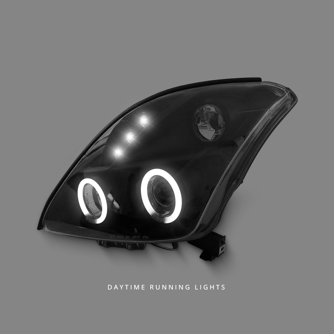 Suzuki Swift EZ (2004 - 2010) Black LED Angel Eyes Projector Headlights LH + RH