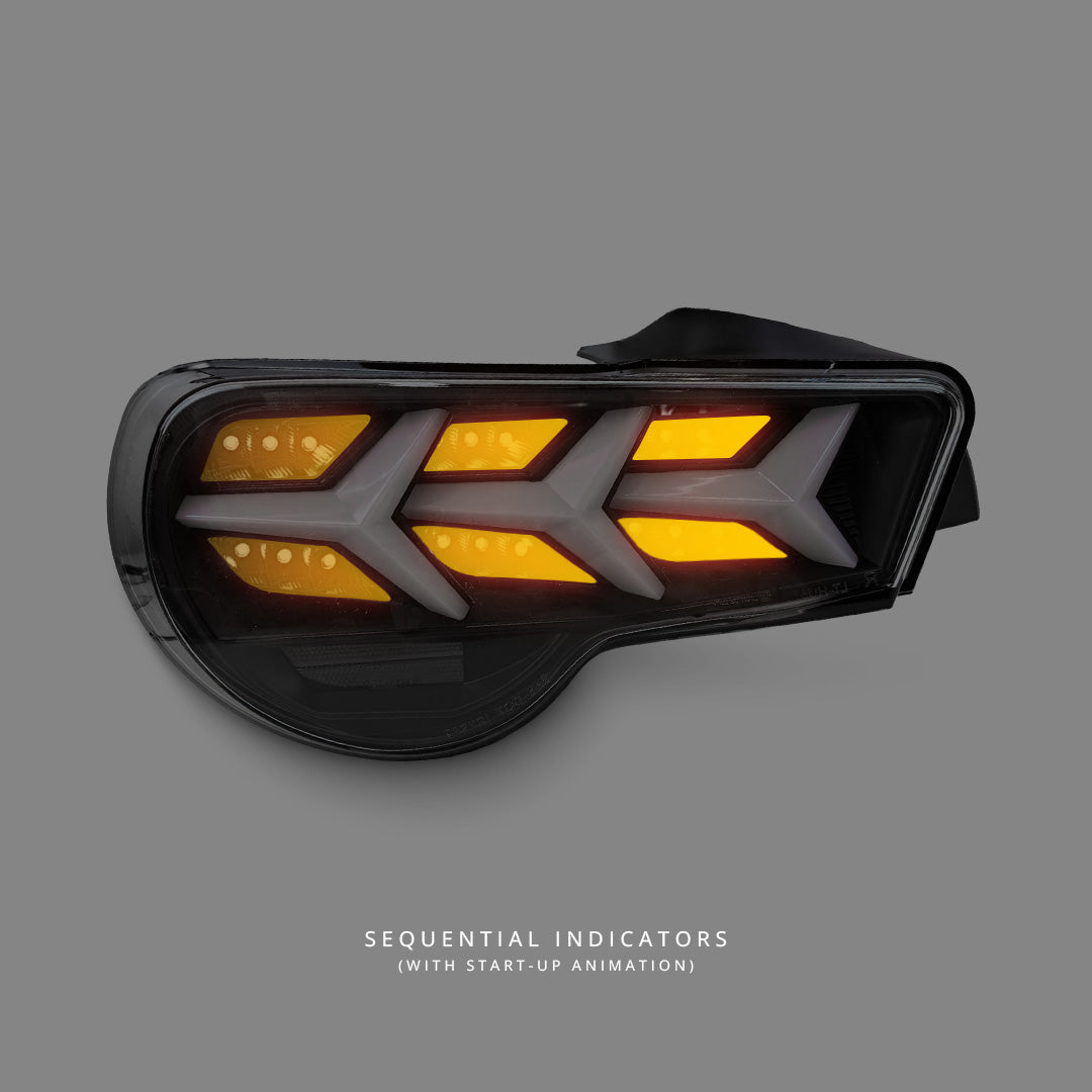 Subaru BRZ ZC6 (2012 - 2021) Sequential Black Lambo Style LED Tail Lights LH + RH