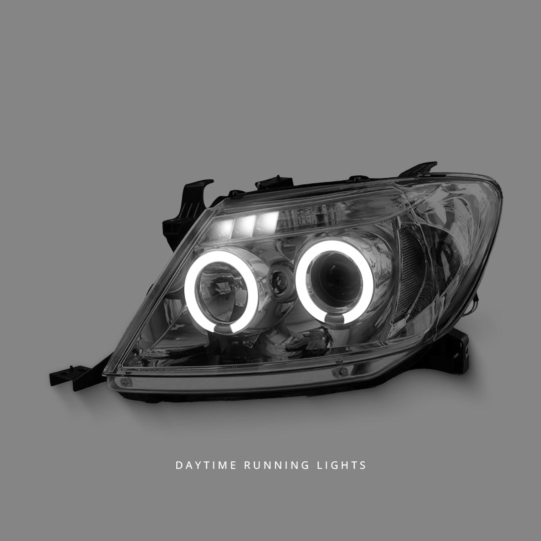 Toyota HiLux SR5 (2005 - 2010) Clear CCFL Angel Eyes Projector Headlights LH + RH
