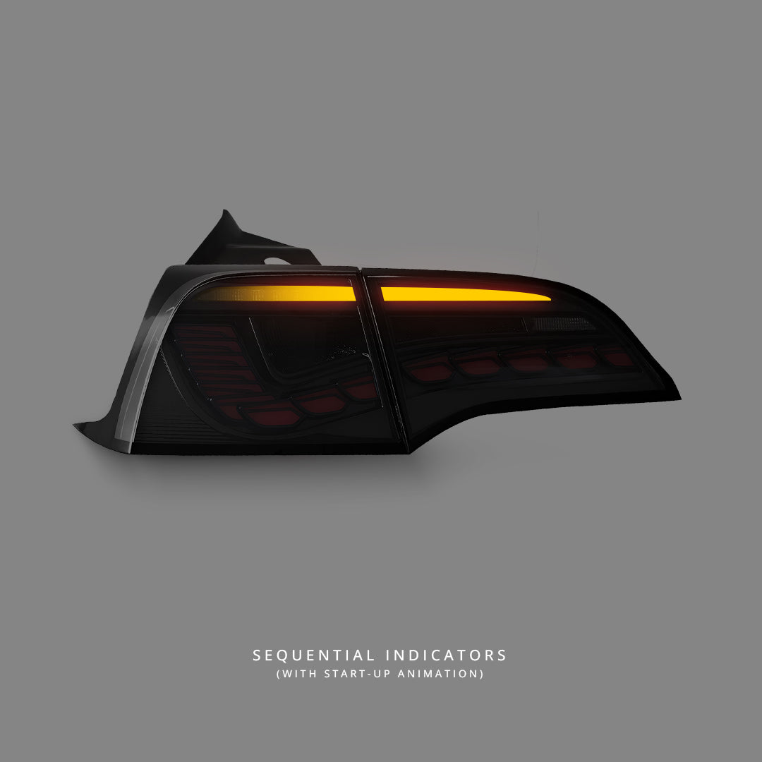 Tesla Model 3 (2017 - 2022) Sequential Smoke 3D Full LED Tail Lights LH + RH
