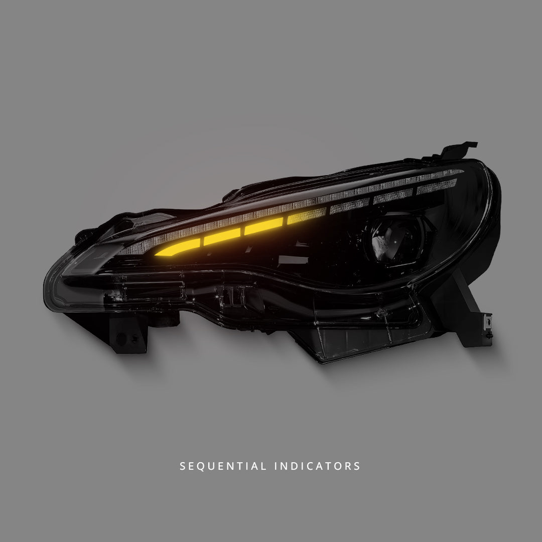 Subaru BRZ ZC6 (2012 - 2020) Sequential Black 3D LED DRL Projector Headlights LH + RH