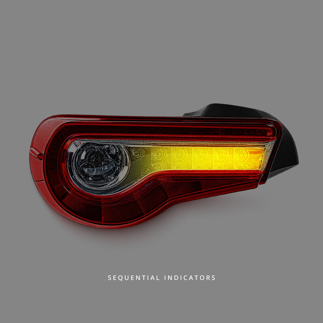 Toyota 86 1st Gen (2012 - 2021) OEM Style Clear Red LED Dynamic Blinker Tail Lights LH + RH