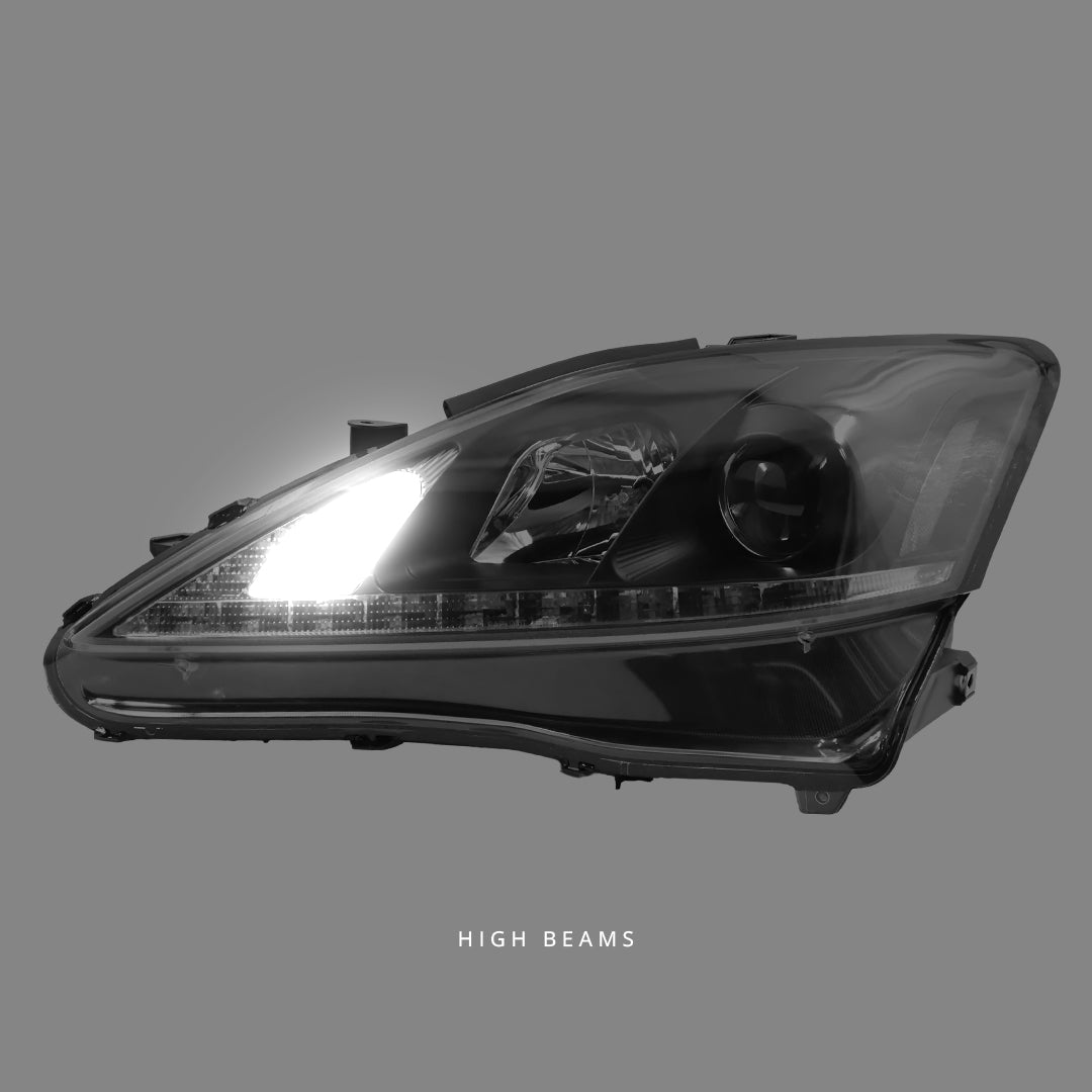 Lexus IS F USE20 (2008 - 2012) Black LED DRL Projector Headlights LH + RH