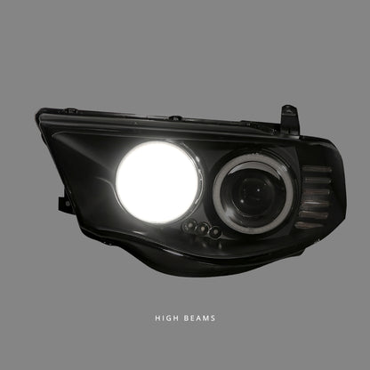 Mitsubishi Triton ML / MN (2006 - 2015) Black Ultra LED Angel Eyes Projector Headlights LH + RH