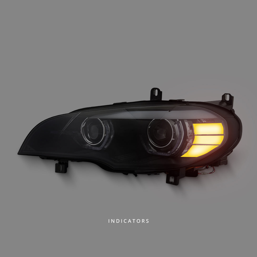 BMW X5 E70 Pre-LCI (2007 - 2010) Black 3D Dual LED DRL Projector Headlights LH + RH