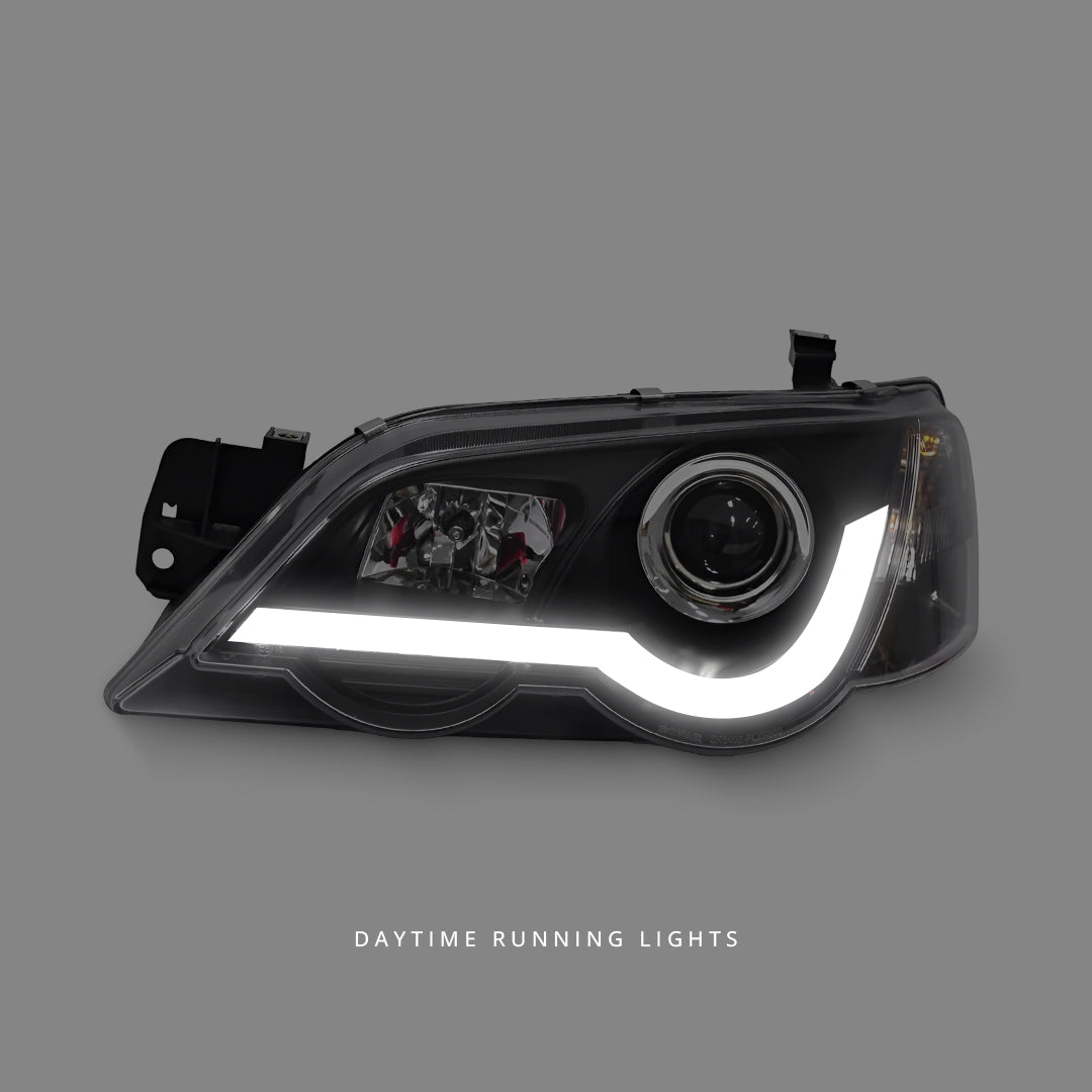 Ford Falcon FG Sedan (2007 - 2014) Black LED DRL Projector Headlights LH + RH