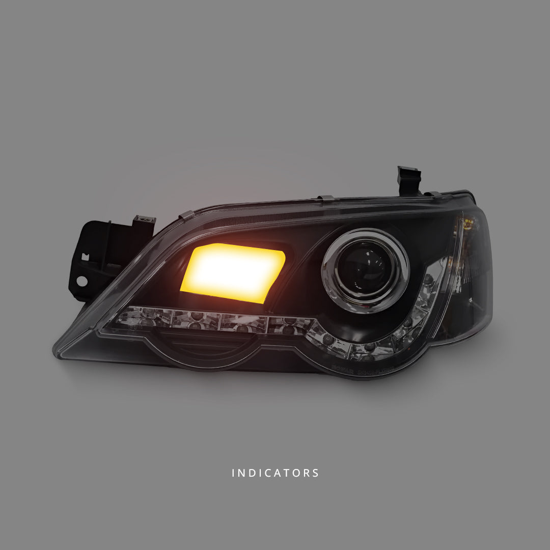 Ford Falcon FG Sedan (2007 - 2014) Black LED DRL Projector Headlights LH + RH