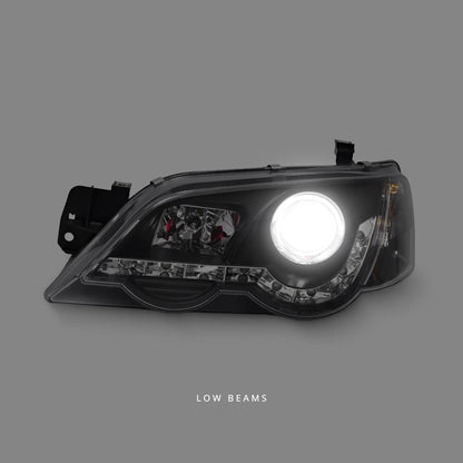 Ford Falcon FG Sedan (2007 - 2014) Black LED DRL Projector Headlights LH + RH