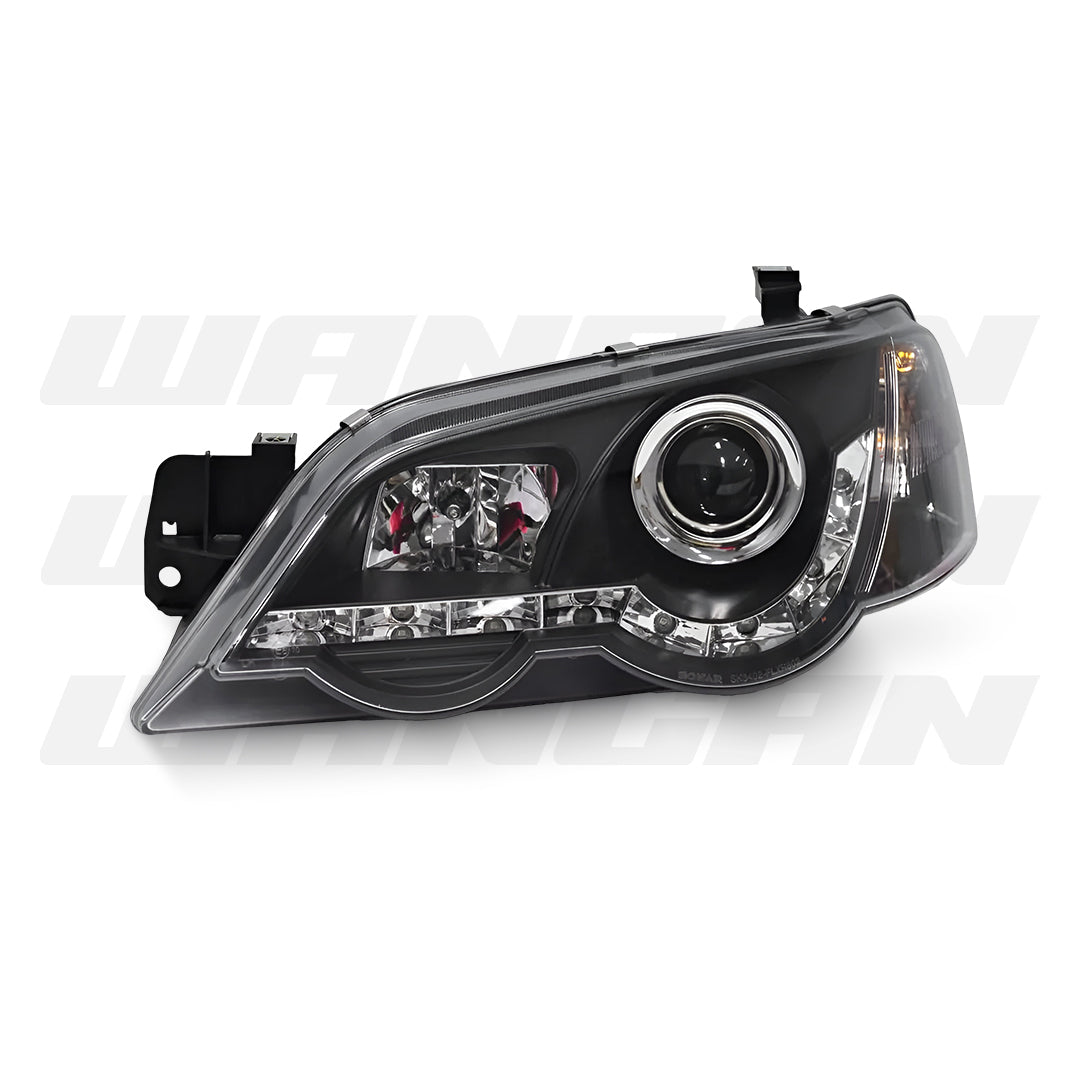 Ford Falcon FG Sedan (2007 - 2014) Black LED DRL Projector Headlights LH + RH