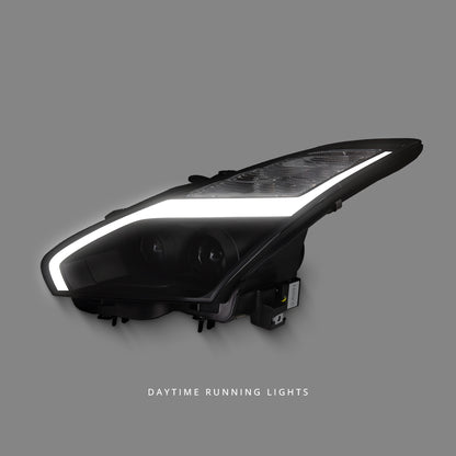 Nissan GT-R R35 (2007 - 2014) Sequential Black LED DRL Projector Headlights LH + RH