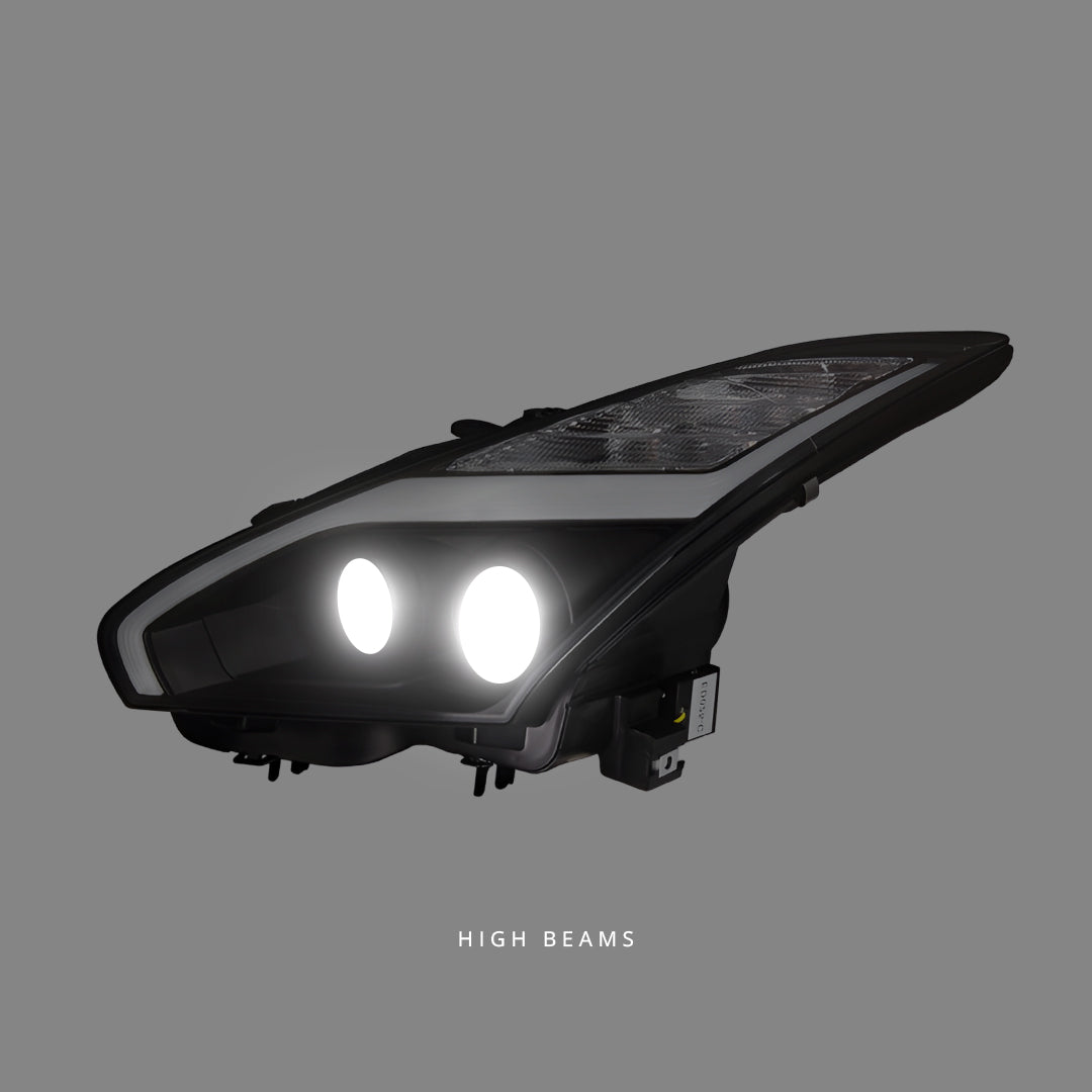 Nissan GT-R R35 (2007 - 2014) Sequential Black LED DRL Projector Headlights LH + RH