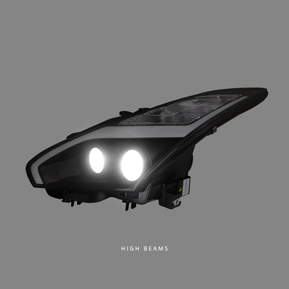 Nissan GT-R R35 (2007 - 2014) Sequential Black LED DRL Projector Headlights LH + RH