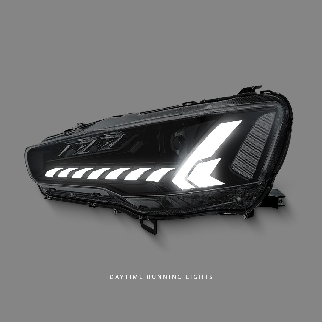 Mitsubishi Lancer CJ (2007 - 2018) Sequential Black V2 Demon Eye 3D LED DRL Projector Headlights LH + RH