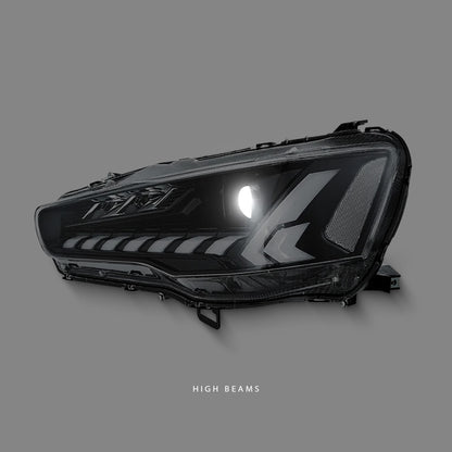 Mitsubishi Lancer CJ (2007 - 2018) Sequential Black V2 Demon Eye 3D LED DRL Projector Headlights LH + RH