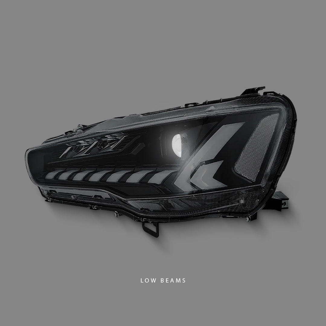 Mitsubishi Lancer CJ (2007 - 2018) Sequential Black V2 Demon Eye 3D LED DRL Projector Headlights LH + RH