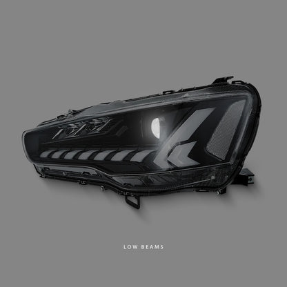 Mitsubishi Lancer CJ (2007 - 2018) Sequential Black V2 Demon Eye 3D LED DRL Projector Headlights LH + RH