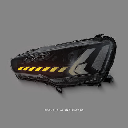 Mitsubishi Lancer CJ (2007 - 2018) Sequential Black V2 Demon Eye 3D LED DRL Projector Headlights LH + RH