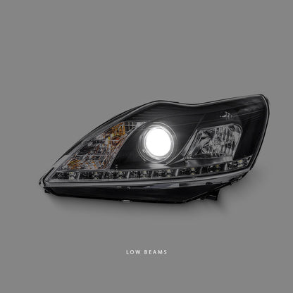 Ford Focus LV (2008 - 2011) Black LED DRL Projector Headlights LH + RH