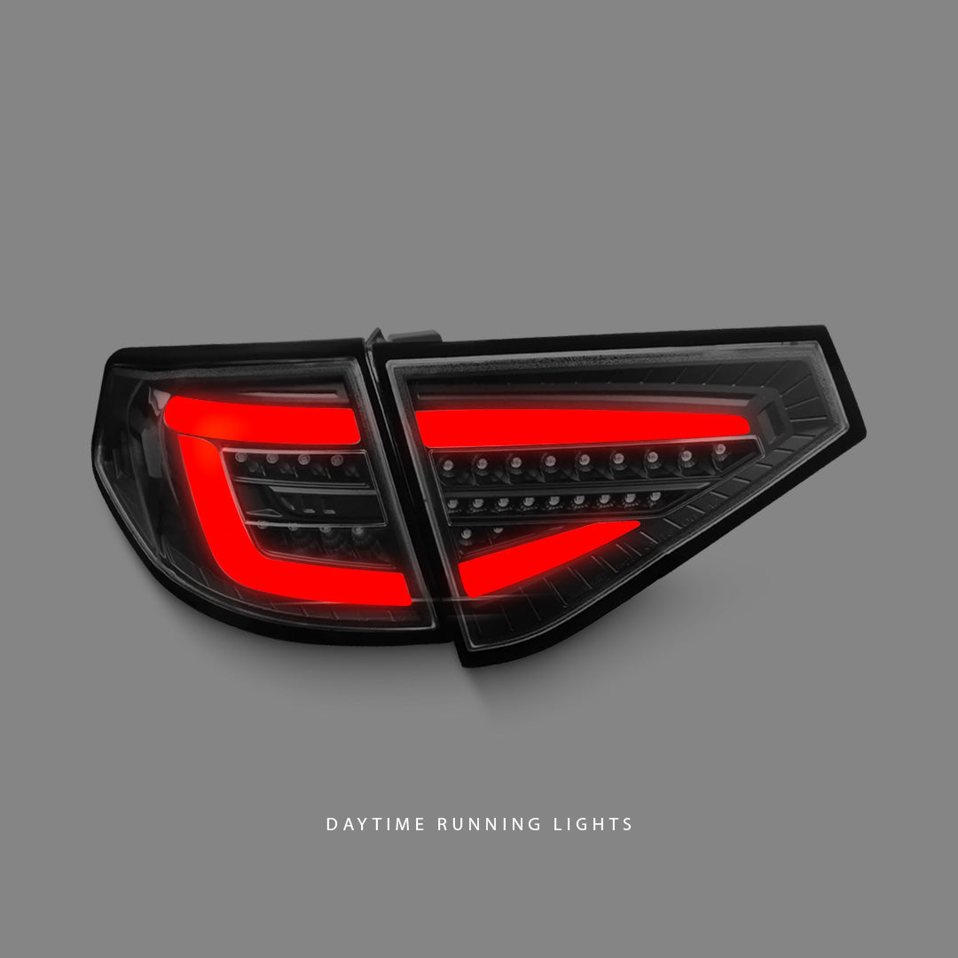 Subaru WRX STI GR (2008 - 2013) Sequential Black 3D LED Dynamic Signal Tail Lights LH + RH