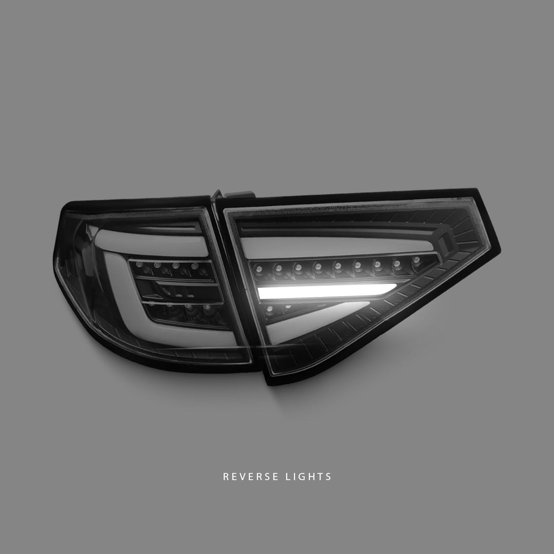 Subaru WRX STI GR (2008 - 2013) Sequential Black 3D LED Dynamic Signal Tail Lights LH + RH