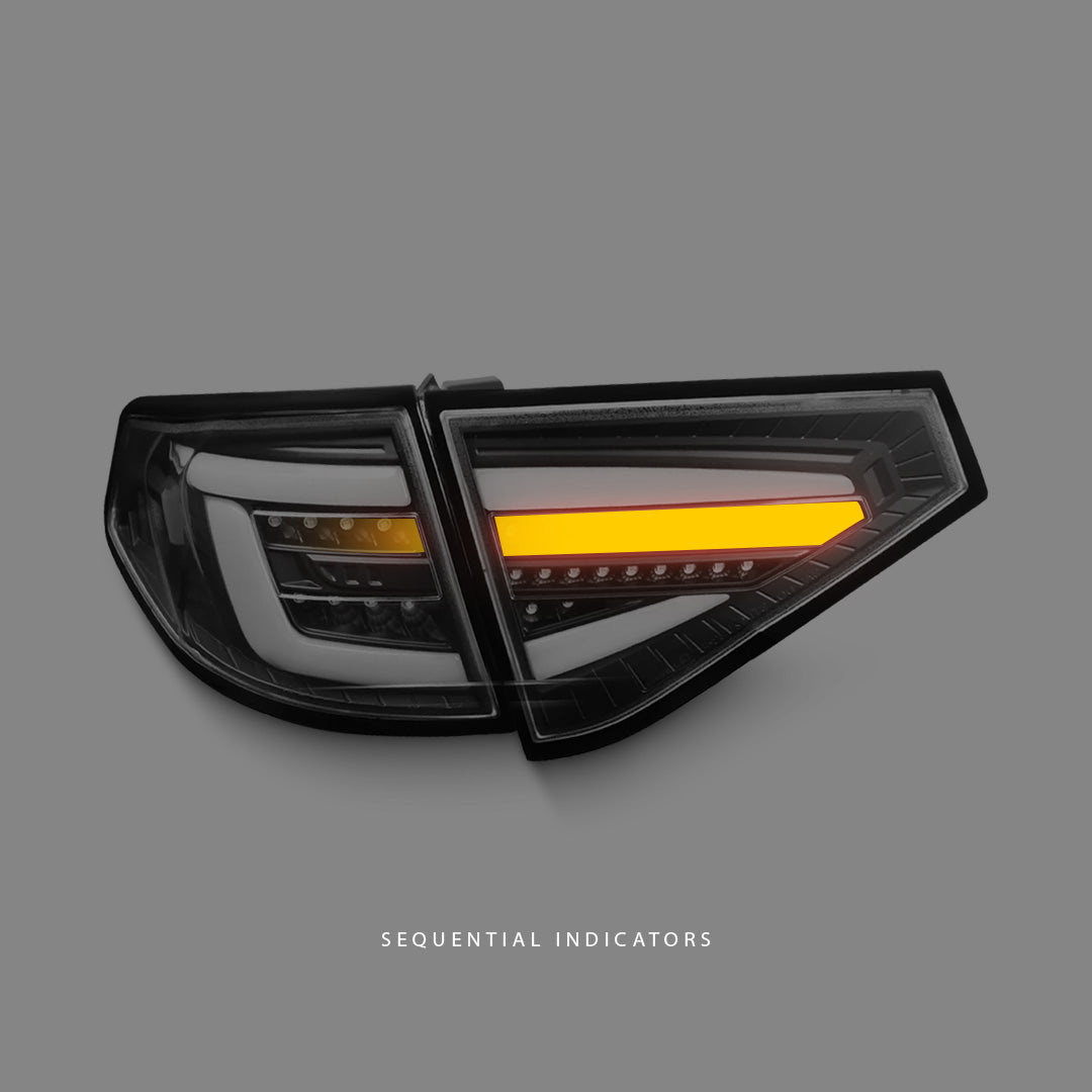 Subaru WRX STI GR (2008 - 2013) Sequential Black 3D LED Dynamic Signal Tail Lights LH + RH