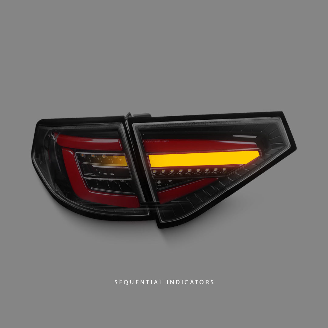 Subaru WRX STI GR (2008 - 2013) Sequential Jet Black 3D LED Dynamic Signal Tail Lights LH + RH