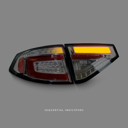 Subaru WRX STI GR (2008 - 2013) Sequential Clear Red Bar LED 3D Dynamic Indicator Tail Lights LH + RH