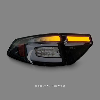Subaru WRX STI GR (2008 - 2013) Sequential Black 3D LED Dynamic Signal Tail Lights LH + RH