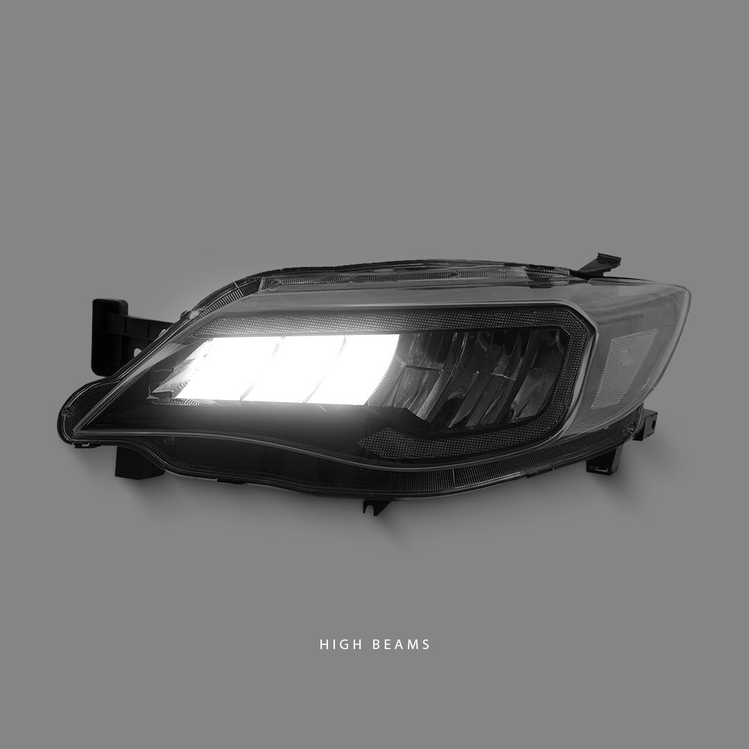 Subaru WRX STI GR (2008 - 2013) Sequential Black Full LED DRL Reflector Headlights LH + RH