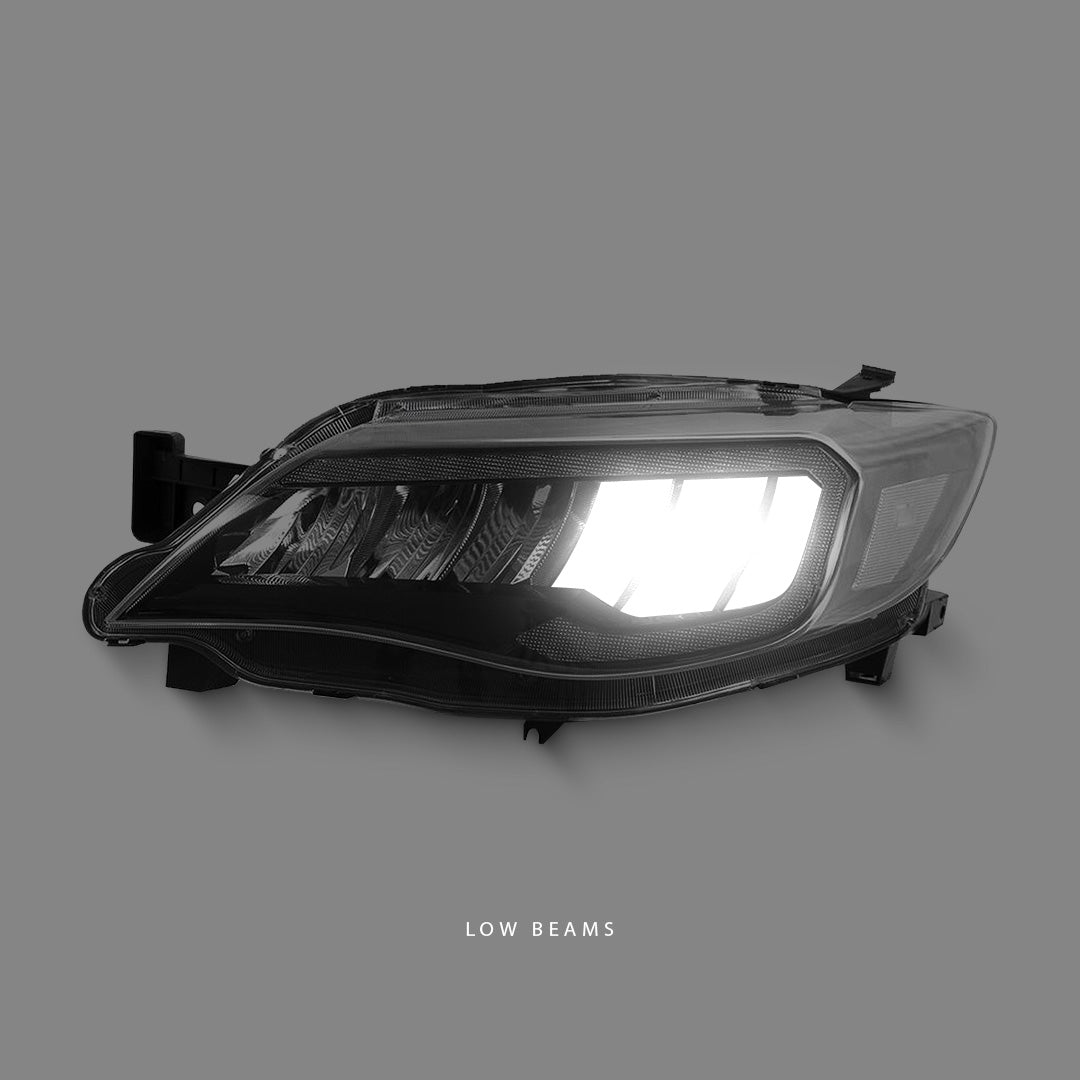 Subaru WRX STI GR (2008 - 2013) Sequential Black Full LED DRL Reflector Headlights LH + RH