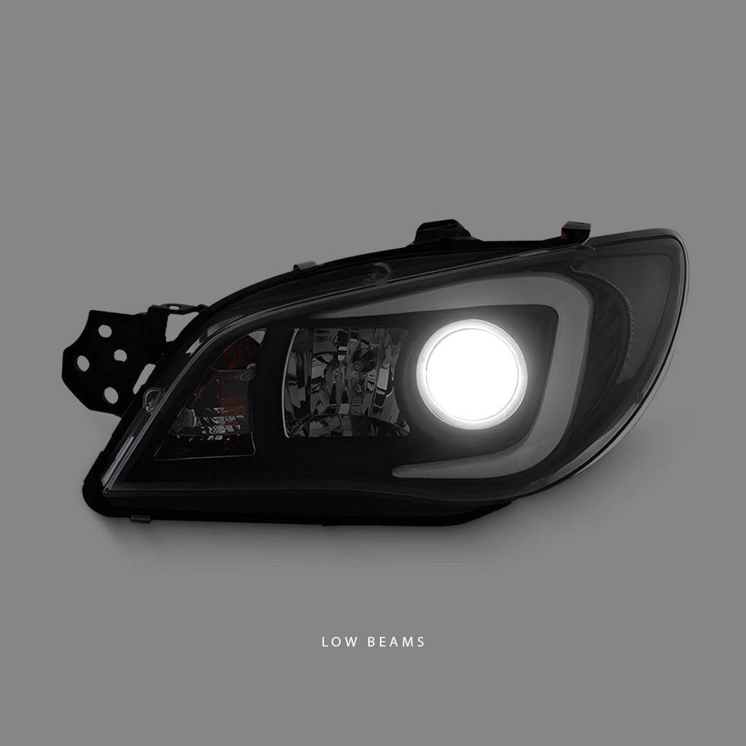 Subaru WRX STI GR (2008 - 2013) Black 3D LED DRL HID Type Projector Headlights LH + RH