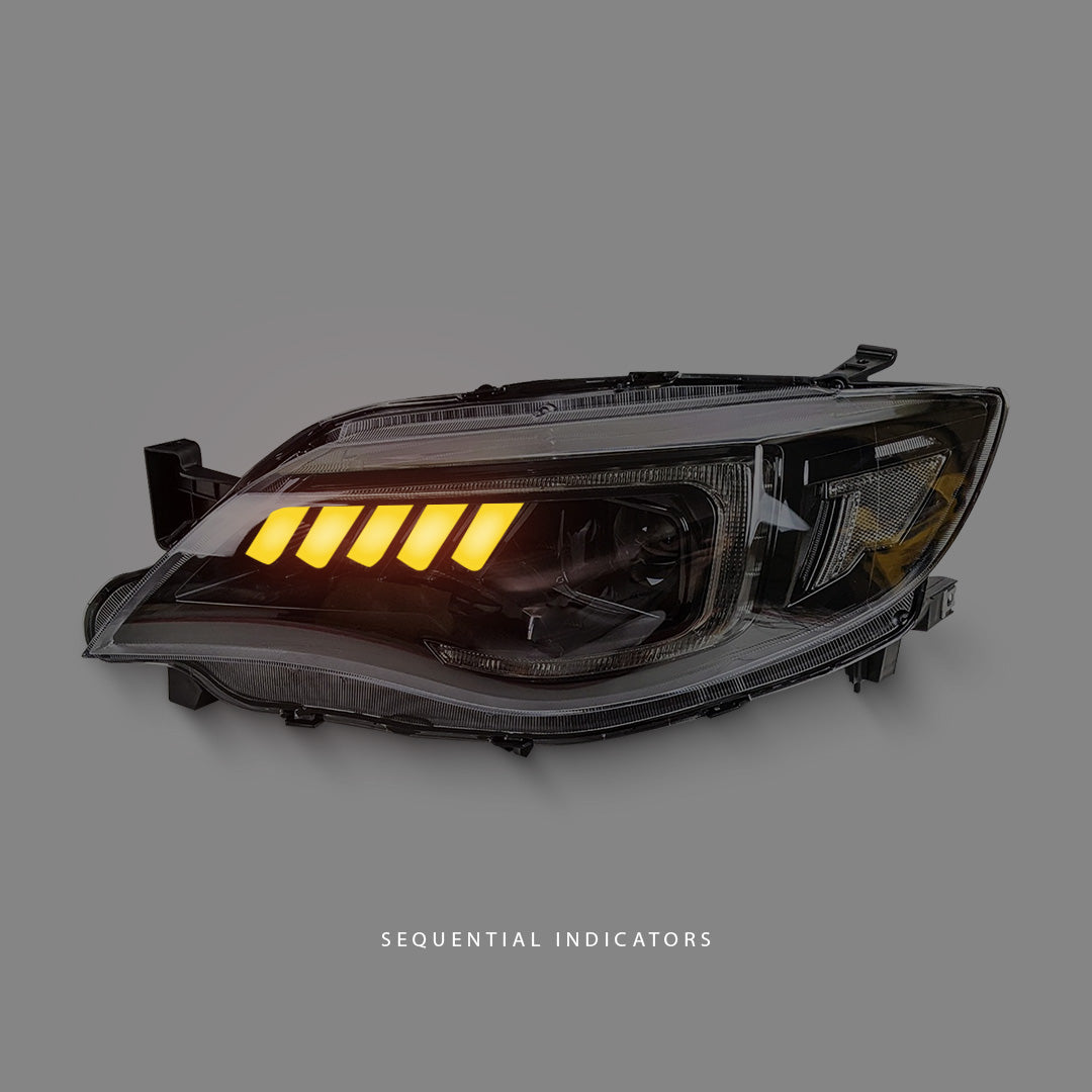 Subaru WRX STI GR (2008 - 2013) Sequential Black LED DRL Projector Headlights LH + RH