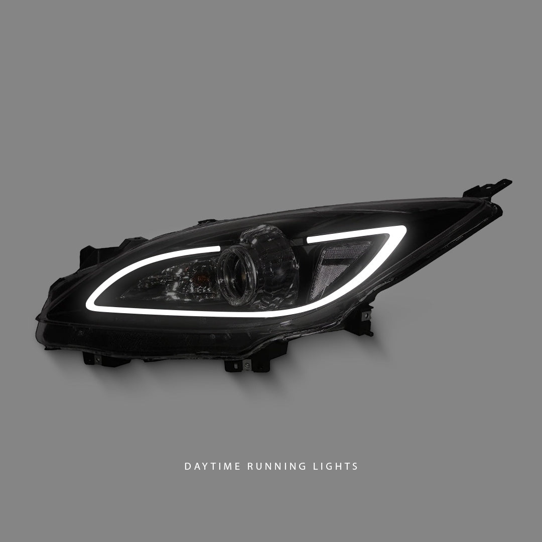 Mazda 3 BL (2009 - 2013) Black 3D LED DRL Projector Headlights LH + RH
