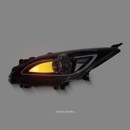 Mazda 3 BL (2009 - 2013) Black 3D LED DRL Projector Headlights LH + RH