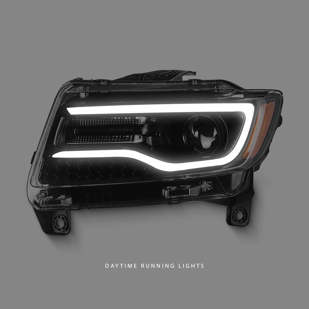 Jeep Grand Cherokee WK2 (2011 - 2013) Sequential Black LED DRL Projector Headlights LH + RH