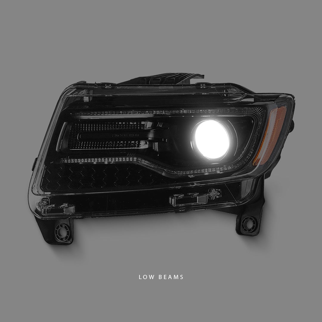 Jeep Grand Cherokee WK2 (2011 - 2013) Sequential Black LED DRL Projector Headlights LH + RH