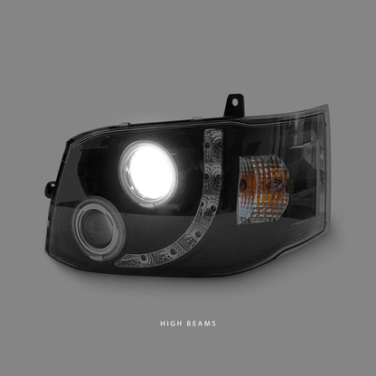 Toyota HiAce H200 Van (2011 - 2014) Black CCFL DRL Angel Eyes Projector Headlights LH + RH