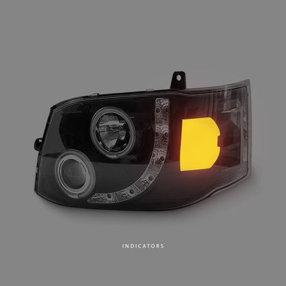 Toyota HiAce H200 Van (2011 - 2014) Black CCFL DRL Angel Eyes Projector Headlights LH + RH