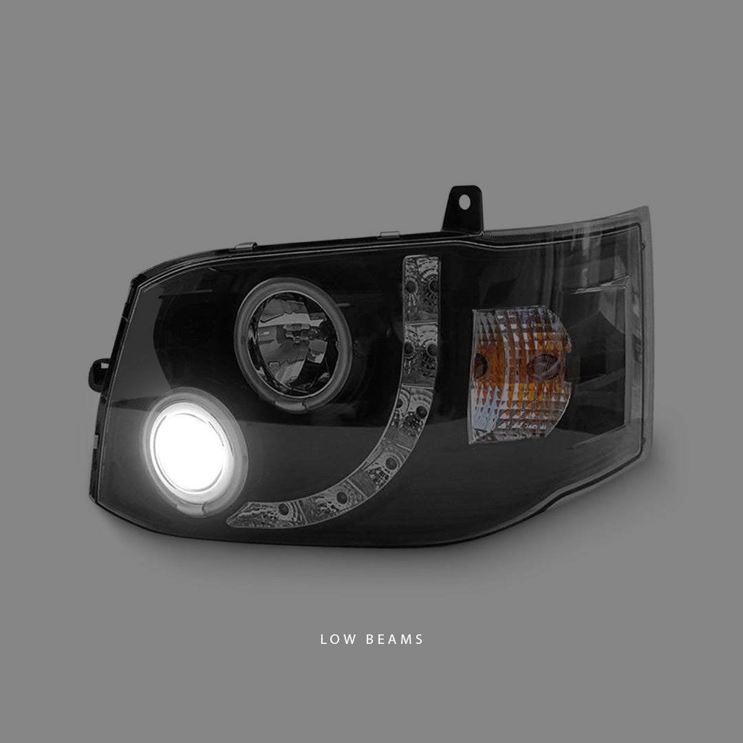 Toyota HiAce H200 Van (2011 - 2014) Black CCFL DRL Angel Eyes Projector Headlights LH + RH