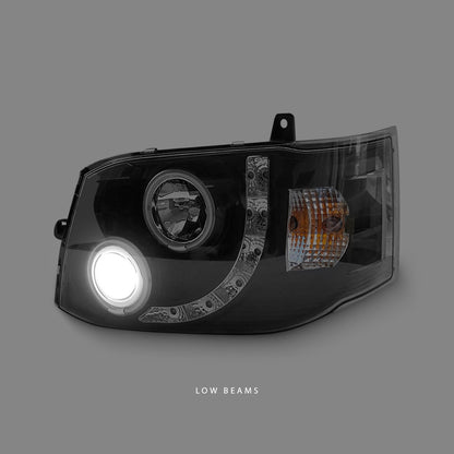 Toyota HiAce H200 Van (2011 - 2014) Black CCFL DRL Angel Eyes Projector Headlights LH + RH