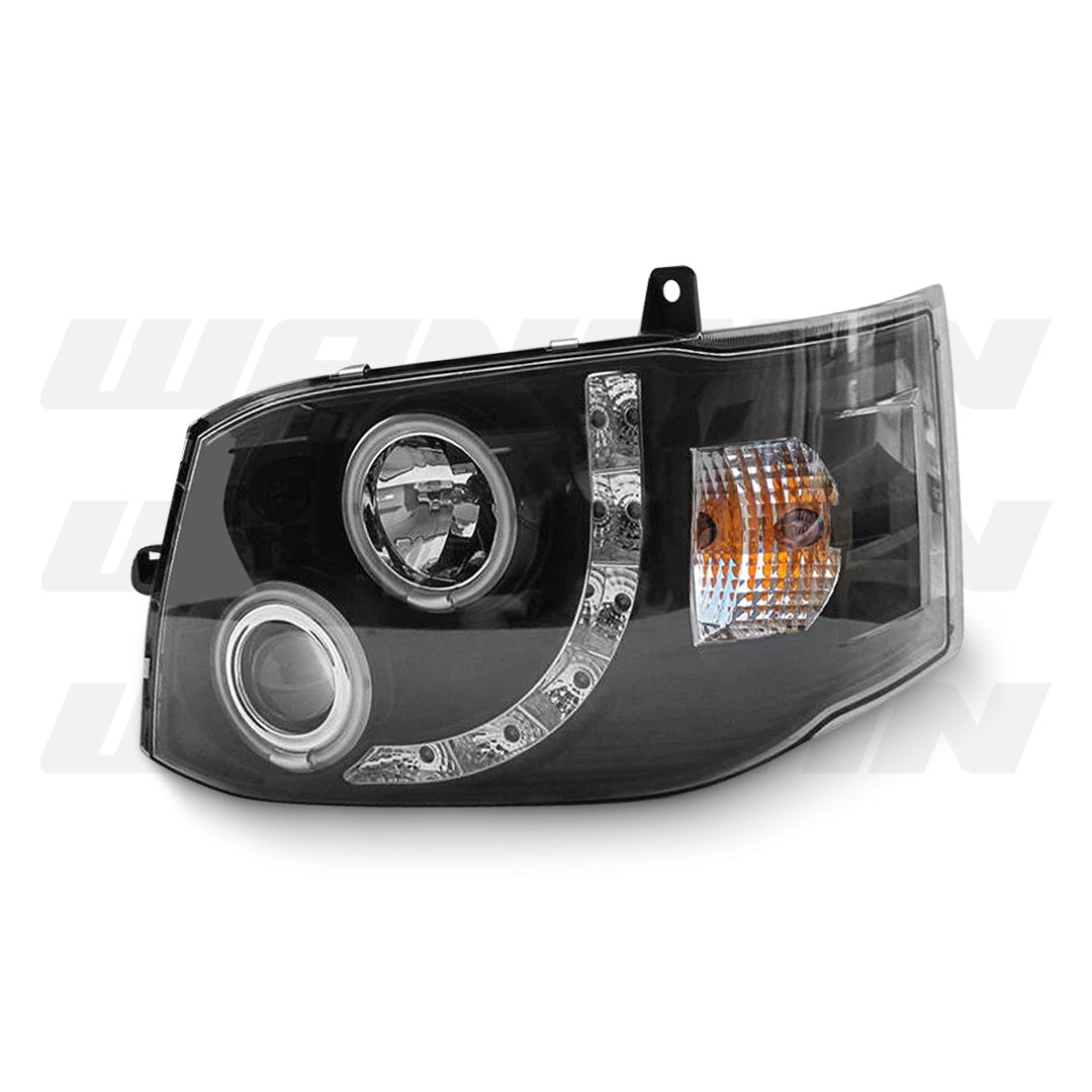 Toyota HiAce H200 Van (2011 - 2014) Black CCFL DRL Angel Eyes Projector Headlights LH + RH