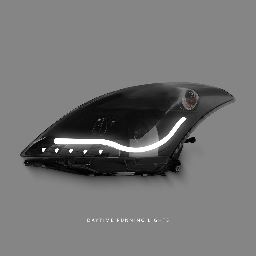 Suzuki Swift FZ (2011 - 2017) Black LED DRL Angel Eyes Projector Headlights LH + RH