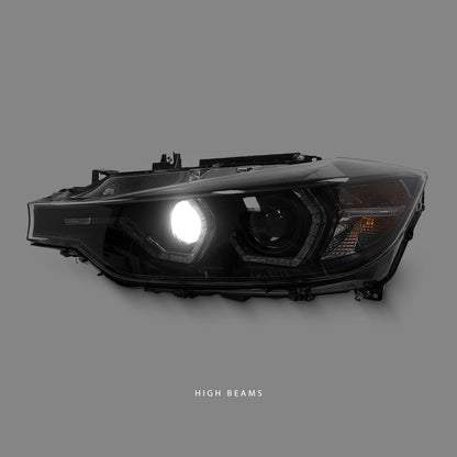 BMW 3-Series F30 (2012 - 2015) Black 3D LED DRL M3 Style Projector Headlights LH + RH