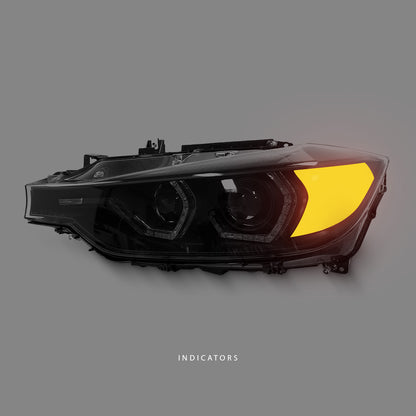 BMW 3-Series F30 (2012 - 2015) Black 3D LED DRL M3 Style Projector Headlights LH + RH