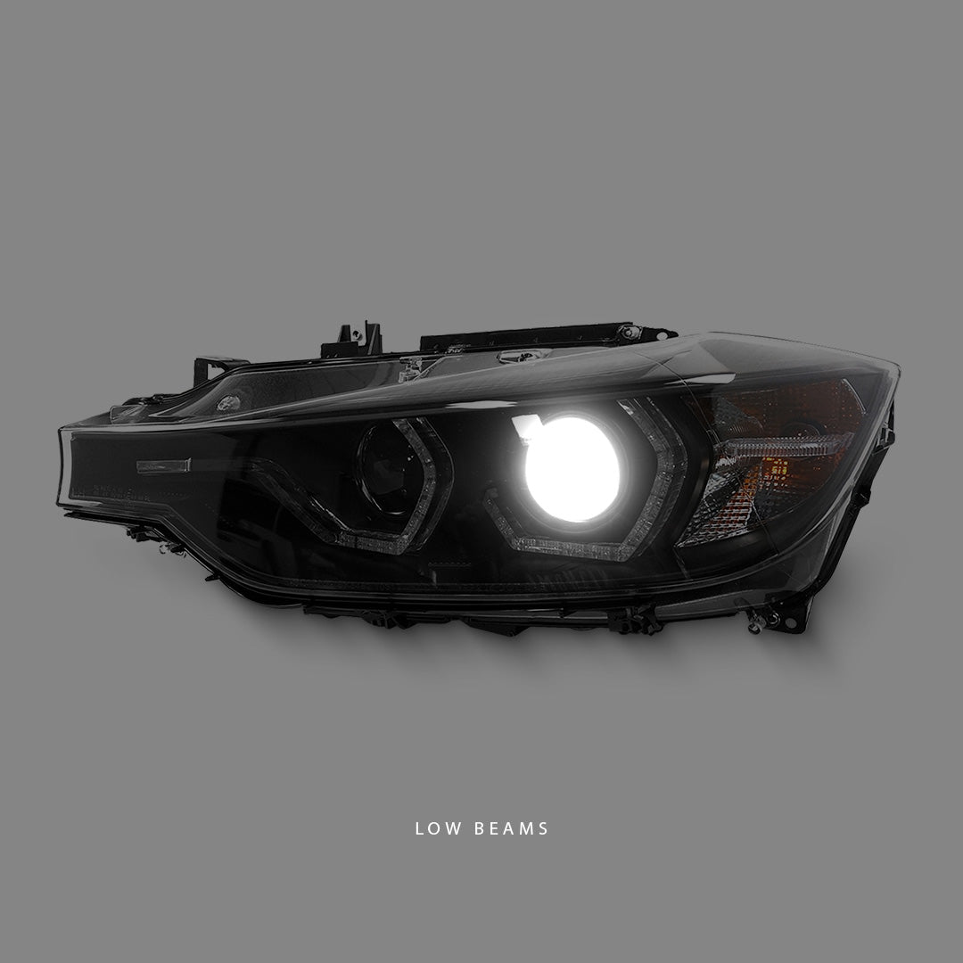 BMW 3-Series F30 (2012 - 2015) Black 3D LED DRL M3 Style Projector Headlights LH + RH