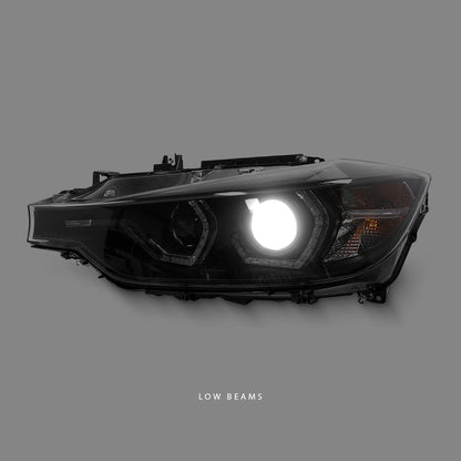 BMW 3-Series F30 (2012 - 2015) Black 3D LED DRL M3 Style Projector Headlights LH + RH