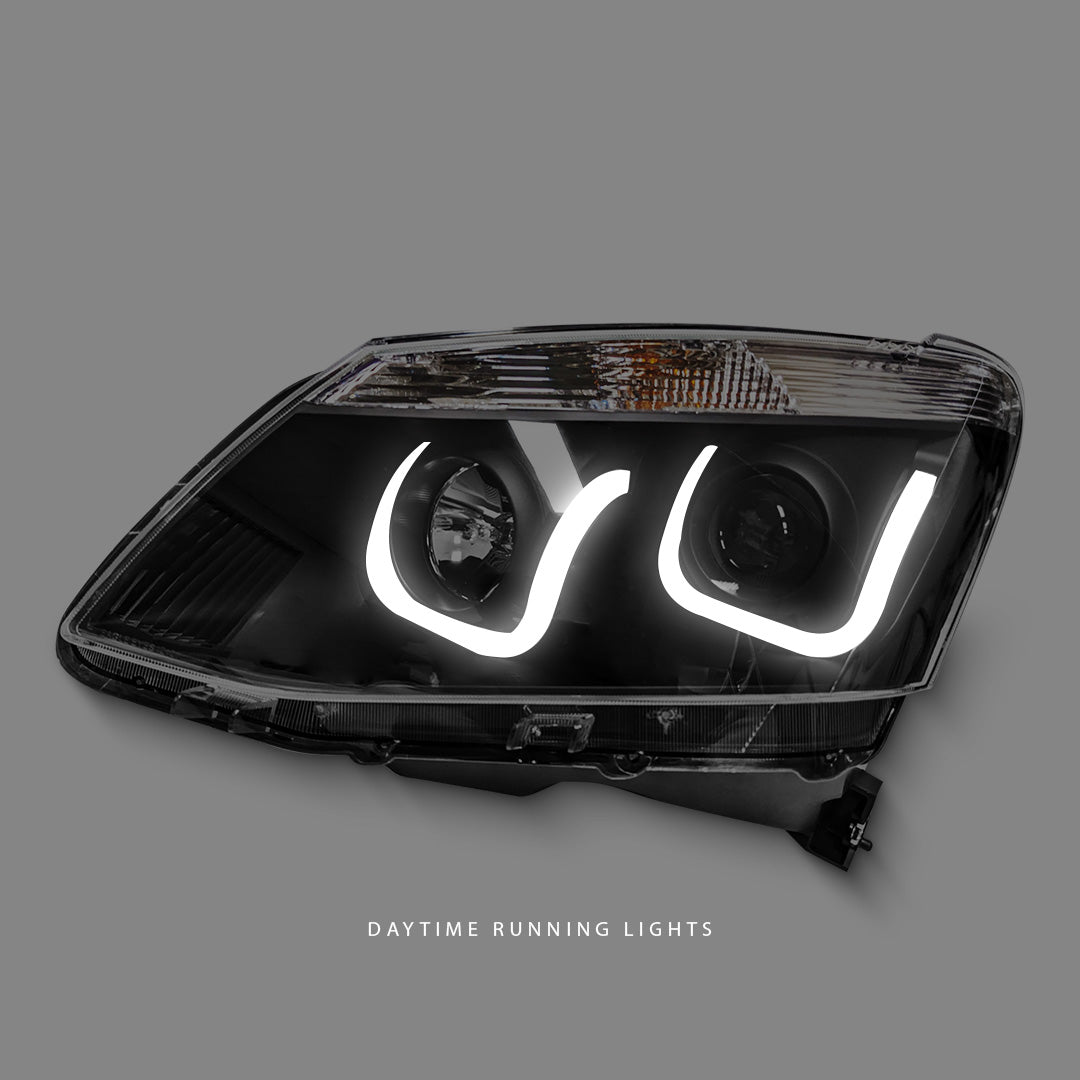 Isuzu D-MAX RT (2012 - 2016) Black LED DRL Projector Headlights LH + RH