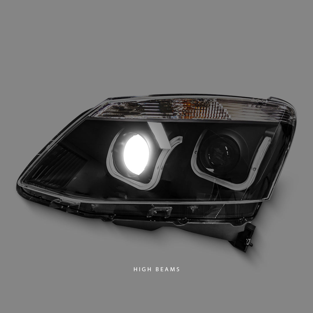 Isuzu D-MAX RT (2012 - 2016) Black LED DRL Projector Headlights LH + RH