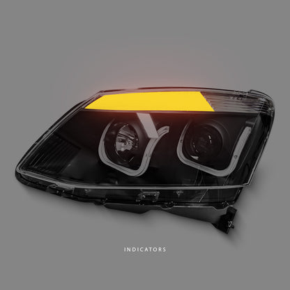 Isuzu D-MAX RT (2012 - 2016) Black LED DRL Projector Headlights LH + RH