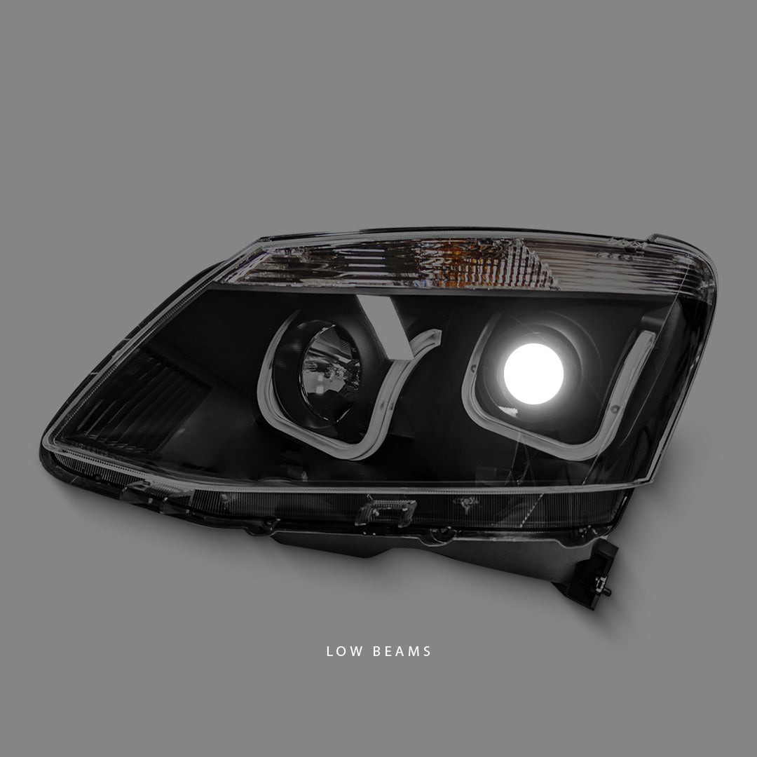 Isuzu D-MAX RT (2012 - 2016) Black LED DRL Projector Headlights LH + RH